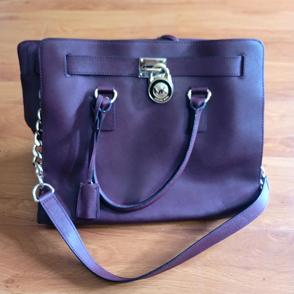 Michael Kors Purple Shoulder Bag with Silver Hardware